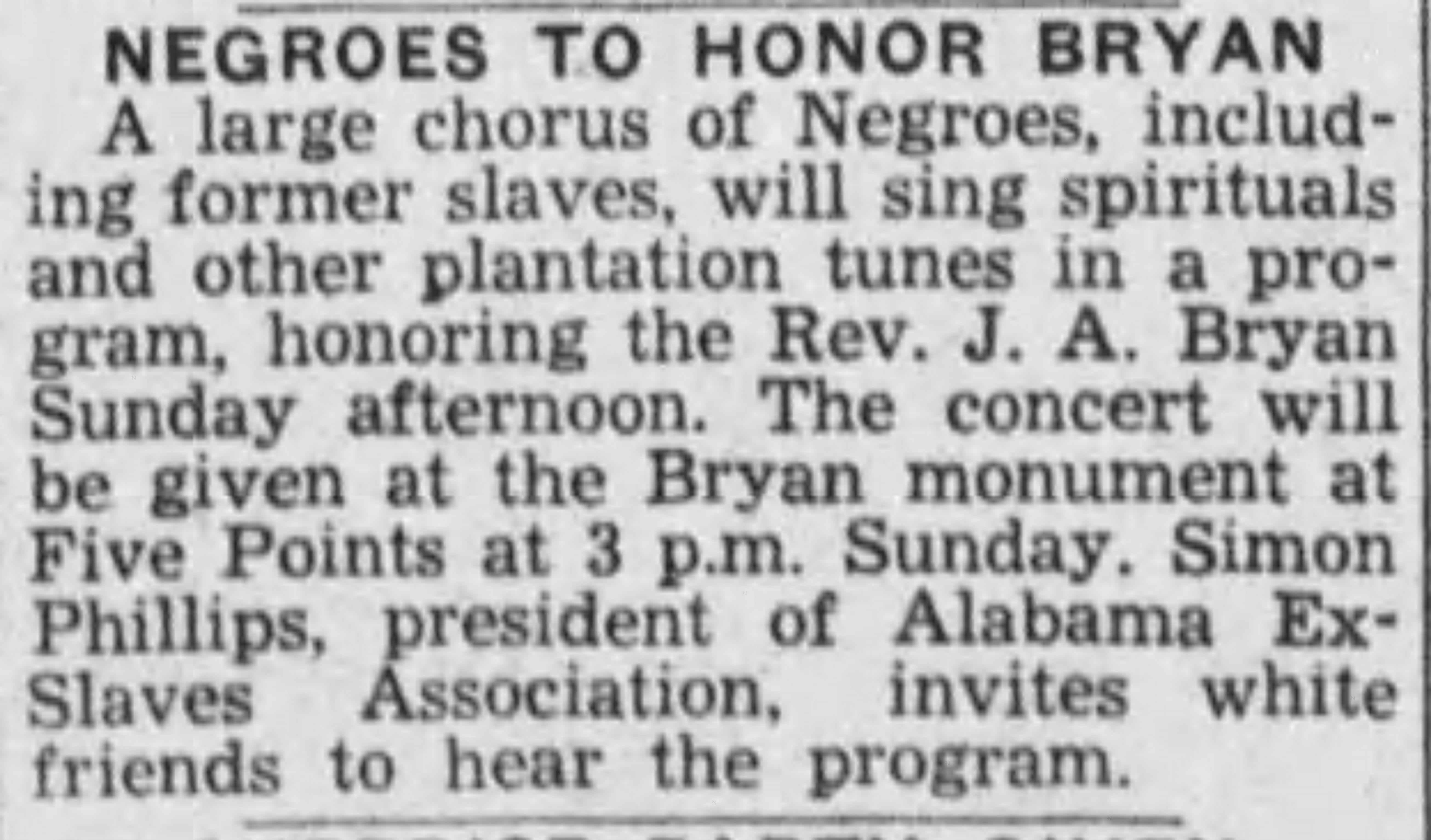 Negroes To Honor Bryan